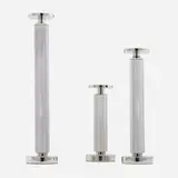 Eichholtz, Chapman candleholders, set of three, nickel-plated aluminum, glass