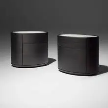 Emmanuel Gallina, Kelly nightstands, pair, elm veneer, lacquered wood