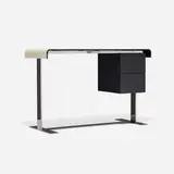 Antonio Citterio, Eileen writing desk, brushed aluminum, leather, dyed oak, chrome-plated steel
