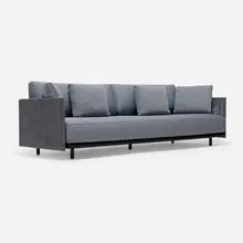 Francesco Rota, Harbour outdoor sofa, upholstery, dyed sassafras, polyester cording, enameled stainless steel