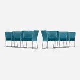 Francesco Rota, Ami outdoor chairs, set of six, rope, upholstery, enameled stainless steel