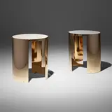 Alessandro Longhi, Sun occasional tables, pair, bronze, glass, marble