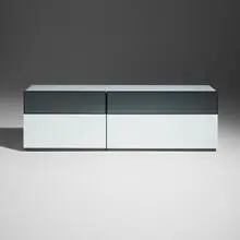 Poliform, Quid cabinet with marble top, mirrored glass, lacquered MDF, marble