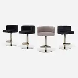Giuseppe Iasparra, Kelly barstools, set of four, velvet upholstery, chrome-plated steel