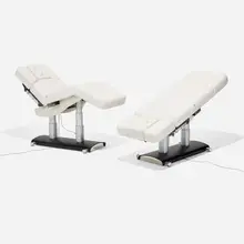 Lemi, Massage tables, pair, leather, chrome-plated steel, lacquered MDF