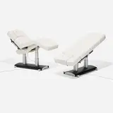 Lemi, Massage tables, pair, leather, chrome-plated steel, lacquered MDF