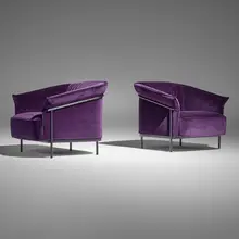 GamFratesi, Kite armchairs, pair, upholstery, enameled steel