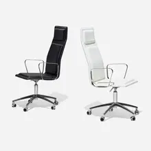 OFX 09 office chairs, pair by Gallotti & Radice, chrome-plated steel, faux leather, sold Jul 2025