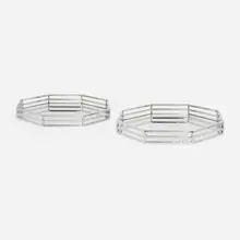 Eichholtz, Tray Peregrina, pair, nickel-plated aluminum, mirror