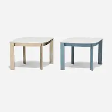 Daniel Germani, Solanas coffee tables, pair, 2019, powder-coated stainless steel