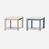 Daniel Germani, Solanas coffee tables, pair, 2019, powder-coated stainless steel