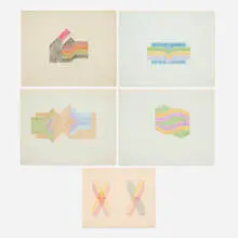 Neil Williams, Five works, c. 1960, colored pencil on paper