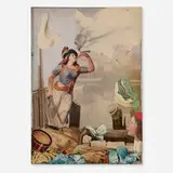 Betty Voorh, Figurehead Representing the Muse of Tripoli, mixed media collage on board