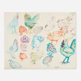 Margaret Ponce Israel, Studio Friends (Bird Studies), 1976, mixed media on paper