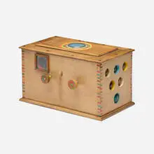 Wayne Nowack, Reliquary for the Alchemy of Is, 1967, painted wood, glass, found objects