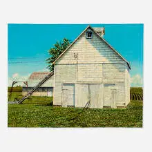 Harold Gregor, Illinois Farmscape #21, 1976, oil and acrylic on paper laid to canvas
