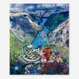 Lizbeth Mitty, Somber Turn, 2022, acrylic on canvas with collage elements