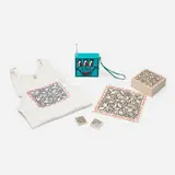 Keith Haring, Pop Shop AM/FM radio and collection of ephemera, 1985, screenprint in colors on fabric; molded plastic; printed cardboard; pin