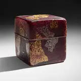 Kyohei Fujita, Kazaribako (Ornamented Box), mold-blown glass, gold and silver leaf, silver-plated metal
