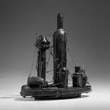 Hank Murta Adams, Still Life #5, 2007, cast black glass, copper