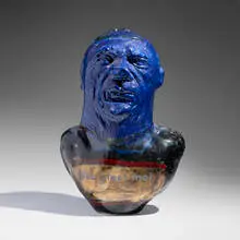 Erwin Eisch, Picasso Head - Bleu c'est moi, 2000, mold-blown, hot worked and enameled glass