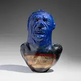 Erwin Eisch, Picasso Head - Bleu c'est moi, 2000, mold-blown, hot worked and enameled glass