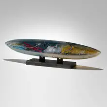 Bertil Vallien, Boat, c. 1990, sand-casted glass, granite, wood