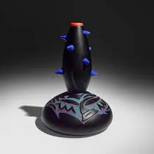 Dan Dailey, Newt Man (from the Face Vase series), 1994, hand-blown, sandblasted, and acid-polished glass, vitreous enamel