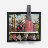 Richard Marquis, Lumpyware Shelf - Mountains, 1998, hand-blown glass, granulare technique, wood, paint-by-numbers painting