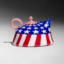 Richard Marquis, Stars and Stripes teapot, 1997, hand-blown glass, murrine