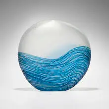 Clare Belfrage, Streaming #13, 2007, hand-blown frosted glass with cane drawing