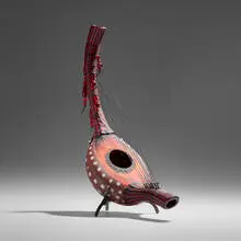 Davide Salvadore, Spingarpa Mini 3, 2007, hand-blown glass, inciso and battuto surface, leather string, patinated metal