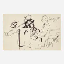 LeRoy Neiman, Sketch of Two Men (Les Weinrott), 1958, ink on paper