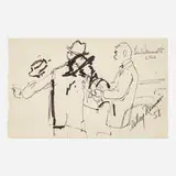 LeRoy Neiman, Sketch of Two Men (Les Weinrott), 1958, ink on paper