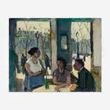 Bernard Lamotte, Figures in a Café, oil on panel