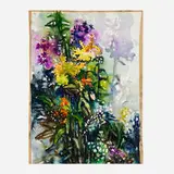Ian Hornak, Untitled (Abstract Still Life with Cascading Flowers), watercolor on paper