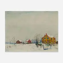 Untitled (Winter in Rural Town) by Walter Emerson Baum, oil on board, sold Jun 2024