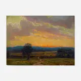 Marie Løkke, Sunset, oil on panel