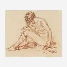 Carl von Marr, Seated Nude, c. 1912, crayon and pencil on paper