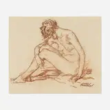Carl von Marr, Seated Nude, c. 1912, crayon and pencil on paper