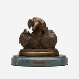 Anna Hyatt Huntington, Mama & Baby Grizzly, bronze, marble