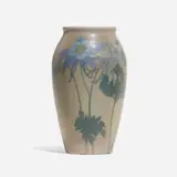 Vellum vase with columbine flowers by Edward Diers for Rookwood Pottery, sold Jun 2024