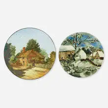 John Bennett, Hanging charger with countryside home, c. 1881, glazed porcelain