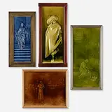 Collection of four plaques by Arthur Osborne for J. & J.G. Low Art Tile Works, 1882, glazed porcelain, sold Jun 2024