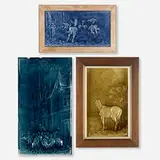 Collection of three plaques by Arthur Osborne for J. & J.G. Low Art Tile Works, c. 1882, glazed porcelain, sold Jun 2024