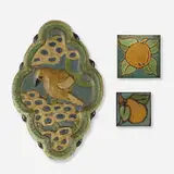 Collection of three works by Grueby Faience Company, c. 1905, glazed earthenware decorated in cuenca, sold Jun 2024