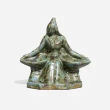 Pierrefonds Pottery, Female figure holding large baskets