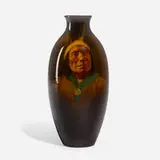 Walking Crane, Dakota-Sioux (Fine Standard Glaze Native American portrait vase) by Sturgis Laurence for Rookwood Pottery, sold Jun 2024