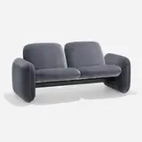 Ray Wilkes, Chiclet settee, mohair upholstery, enameled steel