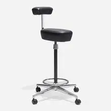 Perch stool by Robert Propst for George Nelson & Associates, aluminum, leather, chrome-plated steel, enameled steel, sold May 2025